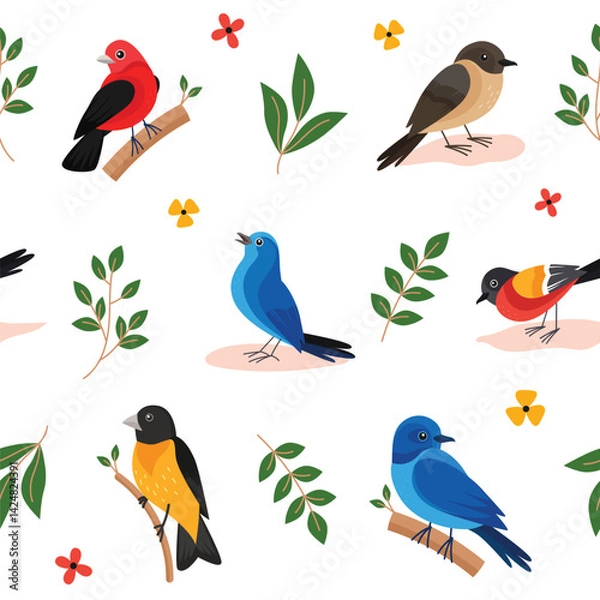 Fototapeta Vector Images of Various Types of Bird Patterns With Subtle Colors