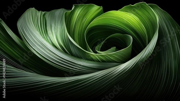 Obraz an abstract background of swirling green leaves, arranged by a professional photographer with soft professional studio lighting, creating a smooth, dreamlike effect