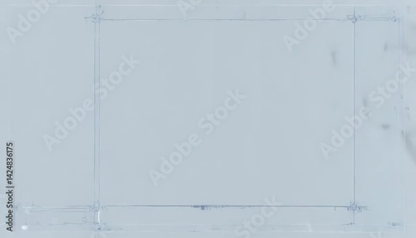 Fototapeta Faint blue blueprint overlay on white, technical drawing texture, aged, graphic