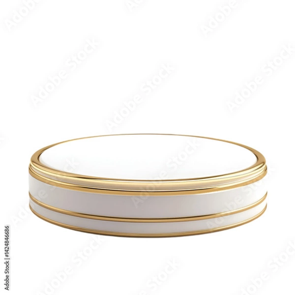 Fototapeta Elegant white and gold cylindrical display stand