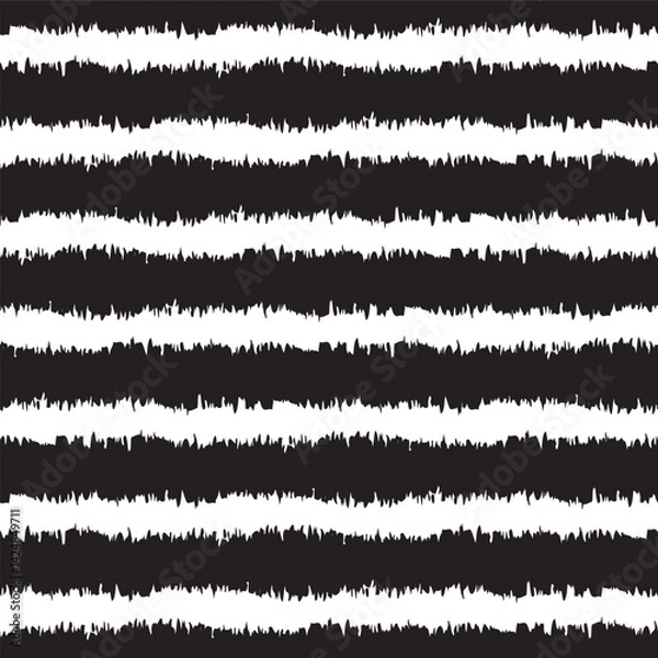 Fototapeta Seamless rough stripe pattern. Vector Grungy, distressed, jagged stripe background