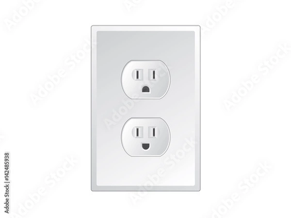 Fototapeta Happy and sad electric socket icon vector. Funny american power electric socket icon isolated on a white background