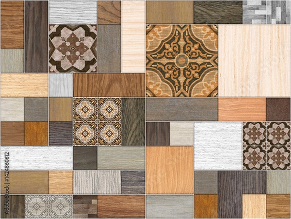 Obraz Seamless abstract pattern decorative wood textured geometric mosaic background design