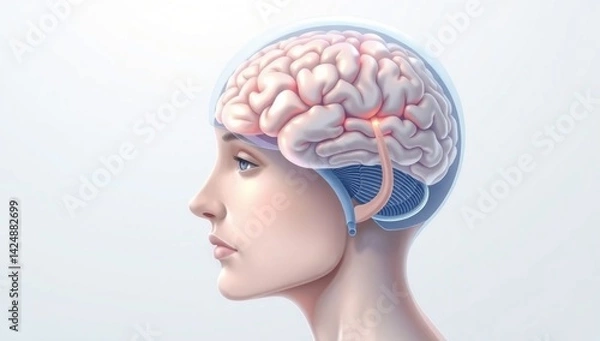 Fototapeta human head with brain