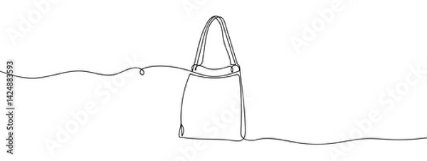 Fototapeta Continuous line, cloth bag, environmental protection Simple lines, transparent background, editable strokes.