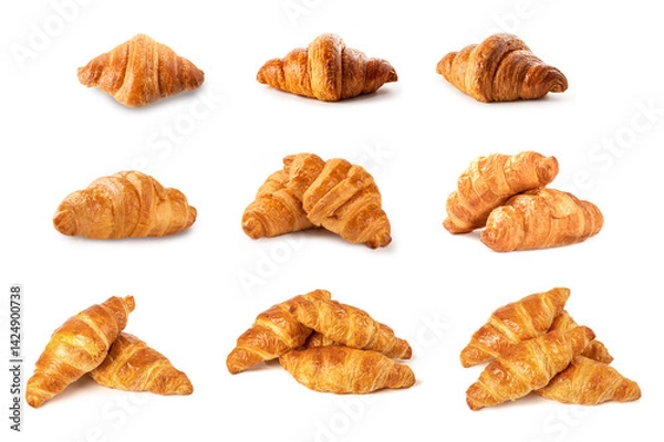 Obraz Set of croissants isolated on white background