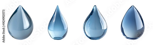 Obraz Realistic Transparent Water Droplets on Isolated Background