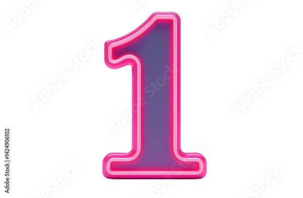 Fototapeta pink glowing number 1 for design isolated on transparent background