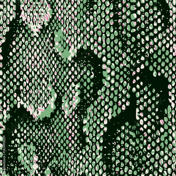 Fototapeta Mint and Blush Python Skin Seamless Pattern for Textile Print on Fabric
