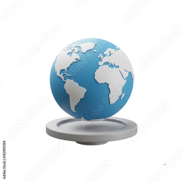 Obraz 3D Earth Globe on Pedestal World Stage Planet Display Global Showcase Environmental Focus Earth Presentation