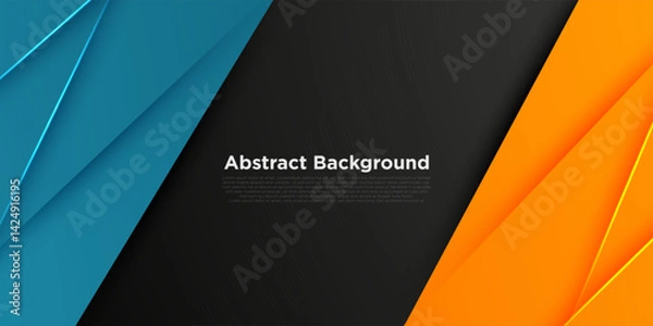 Fototapeta Abstract colorful orange and blue overlap pattern on dark background. Simple pattern with shadow and lights. Eps10 vector
