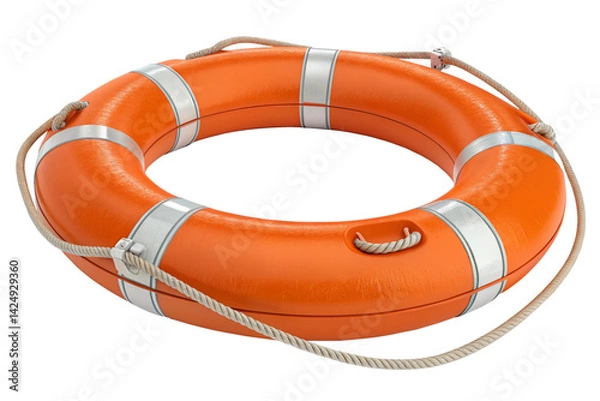 Obraz Lifebelt lifebuoy inflatable protection, isolated on transparent background - generated by ai
