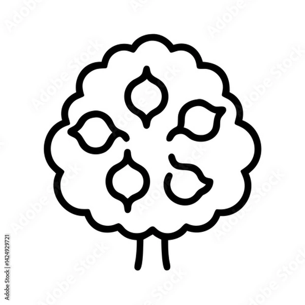 Fototapeta walnut tree line drawn outline vector art - illustration of walnut tree isolated transparent background
