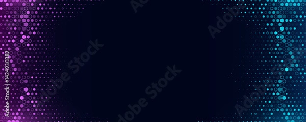 Fototapeta Futuristic pattern of blue hexagons for Business Digital Technology background. Abstract cyber honeycomb mosaic. Finance Fintech backdrop. Vector Illustration