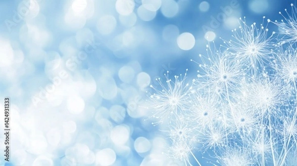 Obraz Winter wonderland scene featuring delicate dandelion seed heads.