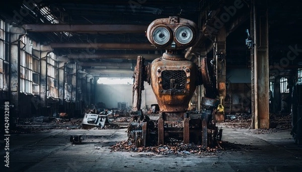 Fototapeta Forgotten Robot Factory Decay Gloomy Light