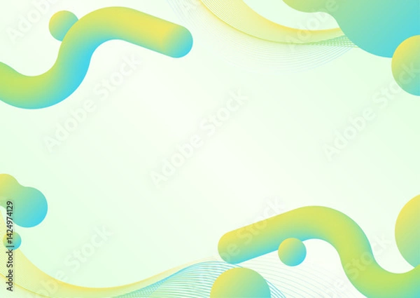 Fototapeta 黄色×青グラデーション背景のかわいい模様フレーム素材