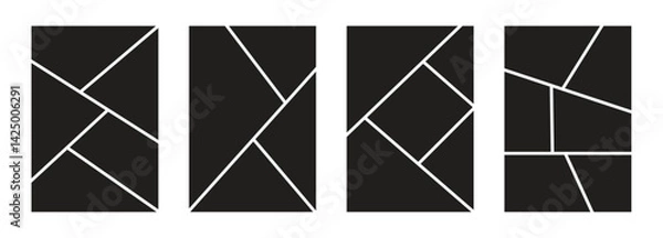 Fototapeta Collage grid manga book template. Image collage layout template. Picture frame set. Photo album idea for banner, poster, comic page, flyer, brochure, booklet, memory wall design.