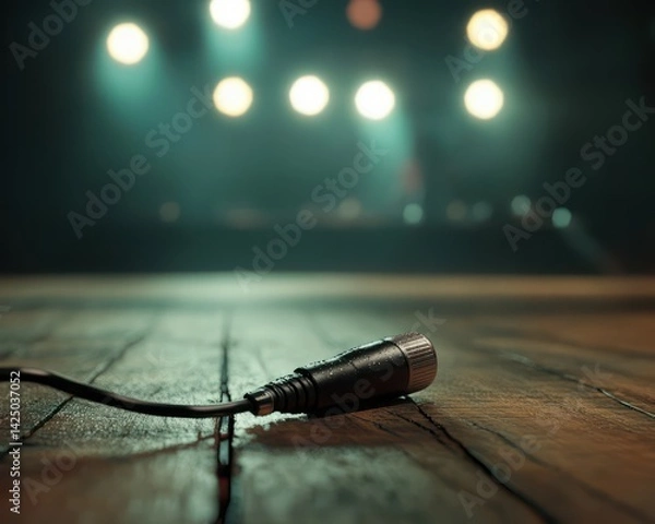 Fototapeta Empty stage microphone spotlight