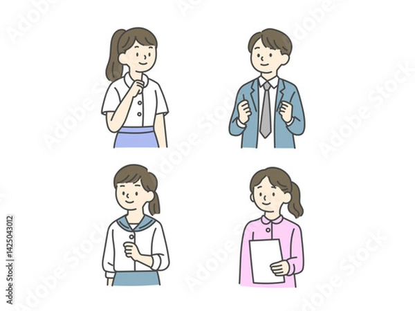 Fototapeta 学生と教師のイラストセット