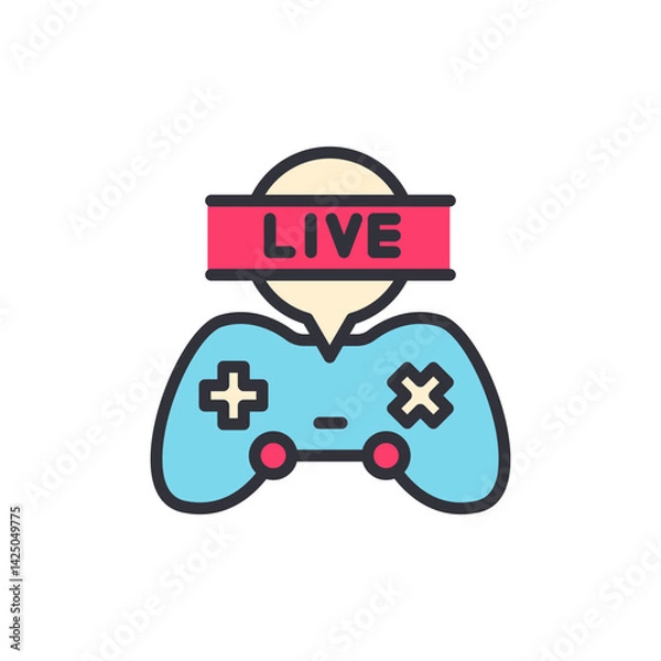 Fototapeta Game streaming colored icons, minimalist vector illustration ,simple transparent graphic element .Isolated on white background