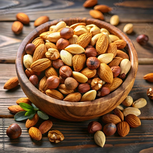 Obraz a bowl of nuts and nuts including almonds