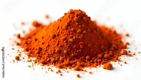 Fototapeta Captivating close-up of vibrant paprika powder pile featuring a rough, appetizing texture on a clean, bright background, culinary delight concept
