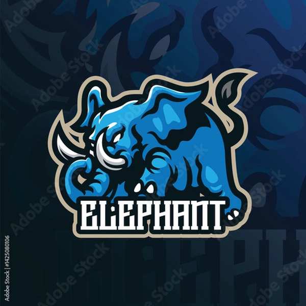 Obraz Elephant mascot logo design with modern illustration concept style for badge, emblem and t shirt printing. Angry elephant illustration for sport team.