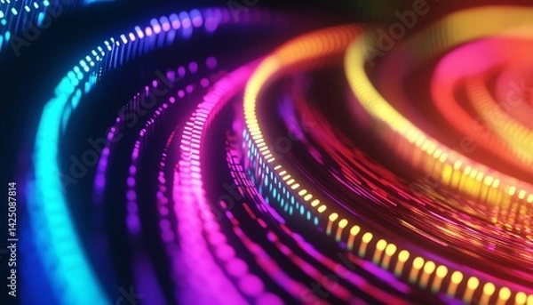 Fototapeta Colorful Light Streams Creating Swirling Data Flow Abstract Background