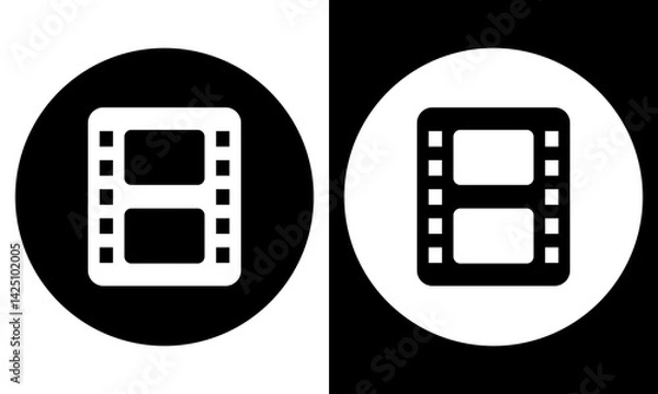Fototapeta Play video icon vector. Movie symbol icon, Film reel, Inverse  circle vector icon in black and white background.