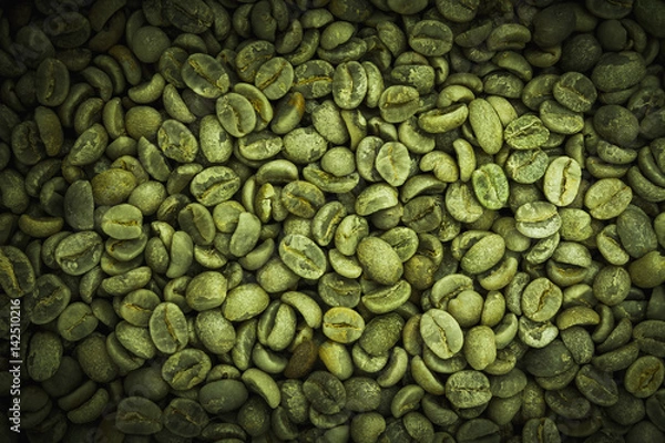 Fototapeta Background with texture of green coffee beans