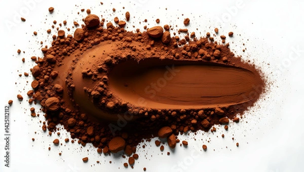 Fototapeta High-Resolution Top-Down View of Finely Ground Cocoa Powder with Natural Light and Shadows Emphasizing Texture and Richness for Culinary and Creative Applications