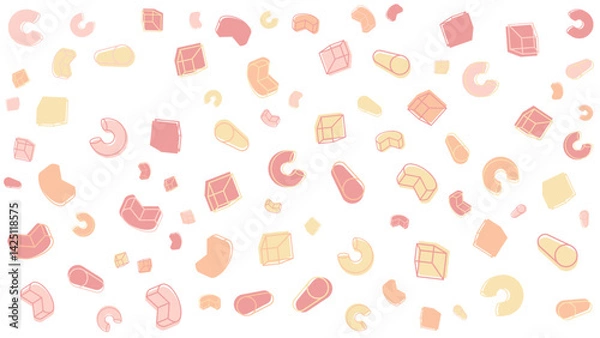 Fototapeta Pattern of pink and yellow geometric shapes. Suitable for backgrounds, textiles, packaging, and digital designs needing a colorful and eye catching element.