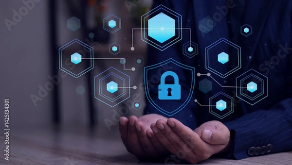 Fototapeta Cybersecurity, Security, Internet Privacy, Internet Concepts and Technology on Virtual Screens