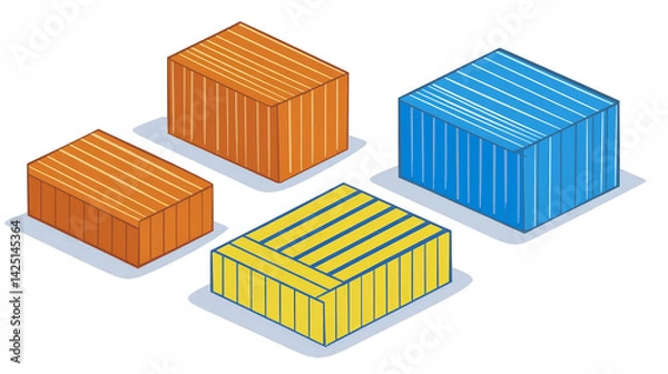 Fototapeta Isometric Illustration Of Colorful Geometric Cubes In Modern Abstract Design