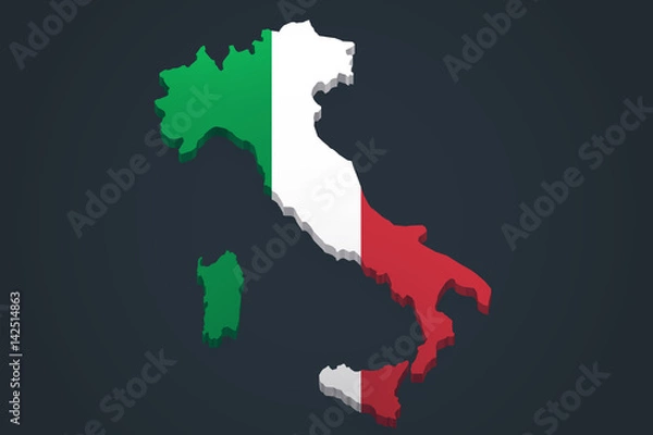 Fototapeta Italy 3D map with flag dark background