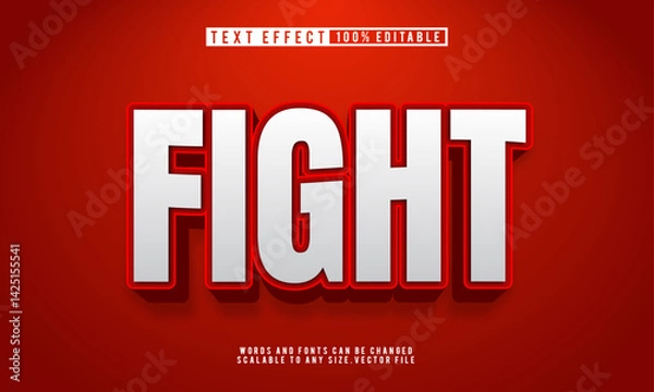 Obraz Editable Fight Red 3D text effect style, bold and intense design