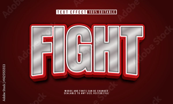 Fototapeta Editable Fight Red 3D text effect style, bold and intense design