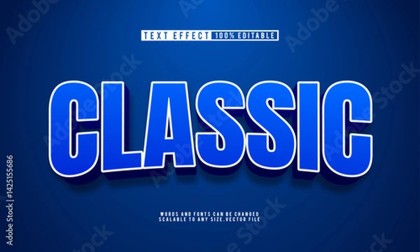 Obraz Editable classic blue 3D text effect template, timeless and bold