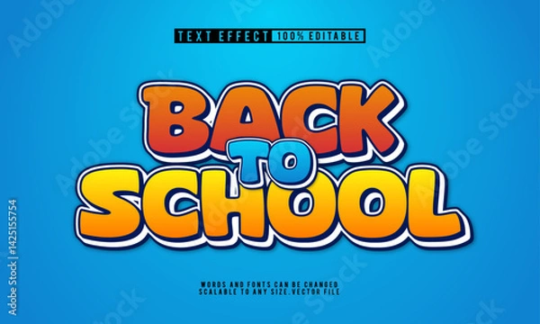 Fototapeta Back to school 3D editable text effect, perfect for education designs