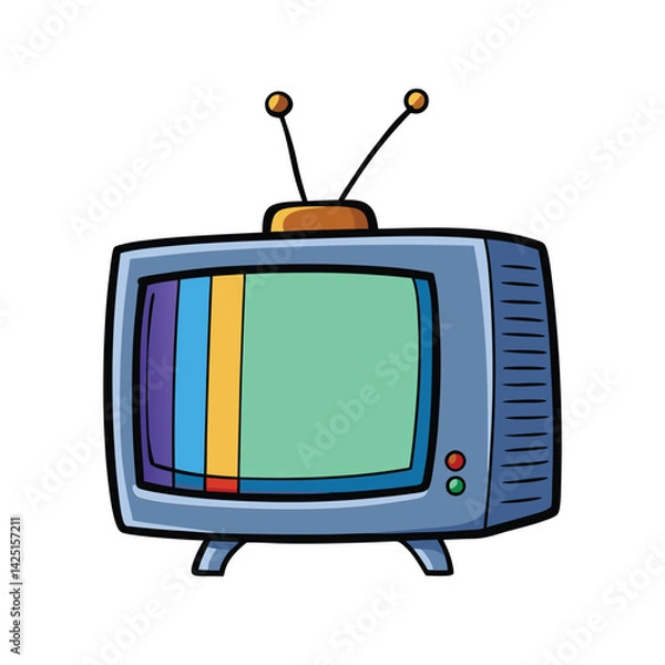 Obraz television vector illustration.  TV screen with stand, front view design