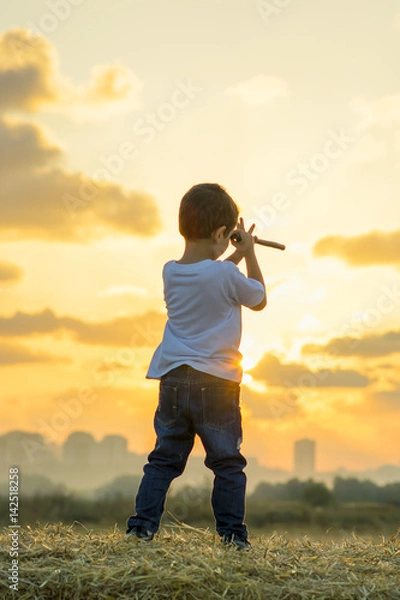 Obraz A boy looking at the sky
