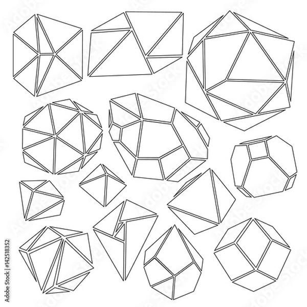 Fototapeta Freehand drawing geometry group with frame. Simple isolated geometric black