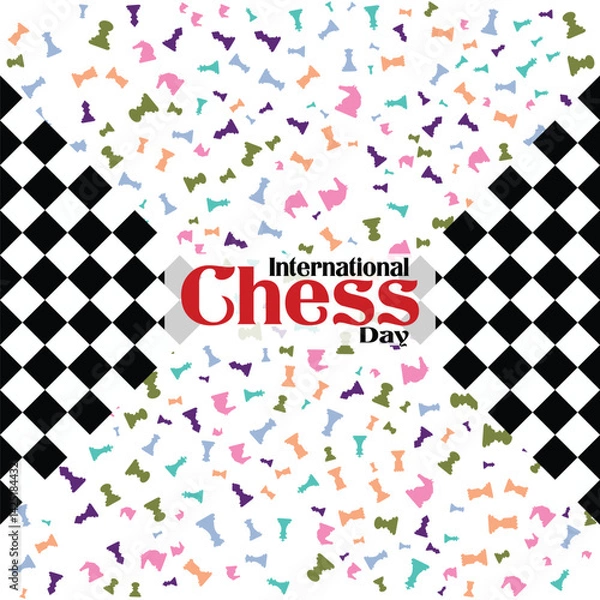 Fototapeta International Chess Day is on July 20th, also known as World Chess Day. That promotes the game of chess. This template is suitable for creating background banners, posters, and cards.