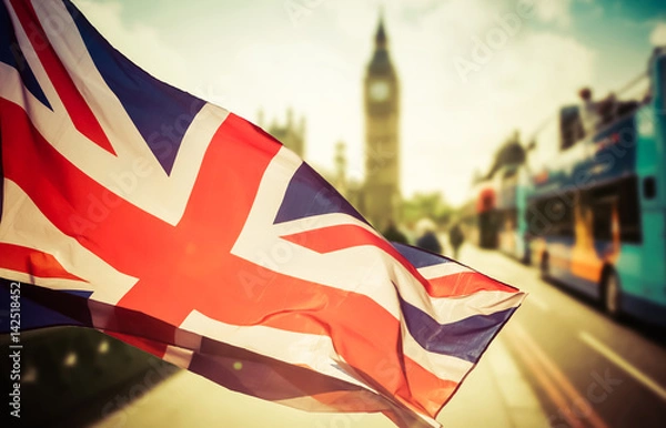Obraz brexit concept - Union Jack flag and iconic Big Ben in the background - UK leavs the EU
