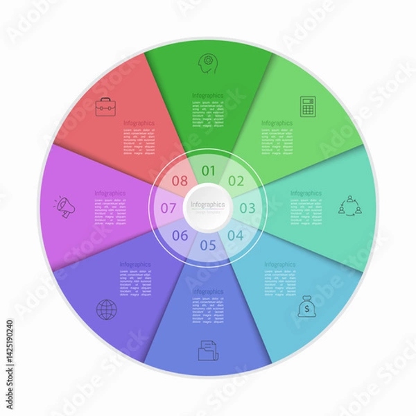 Fototapeta Infographic 8 options design elements for your business data. Vector Illustration.