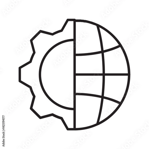 Obraz globe and gears line