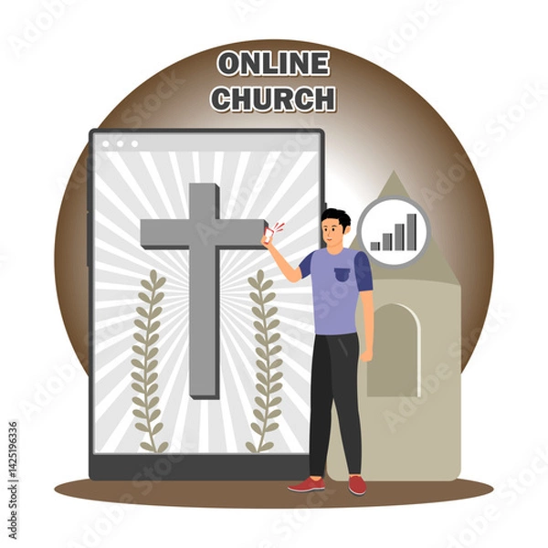 Obraz Online Church Service with Digital Cross and Worship Features.