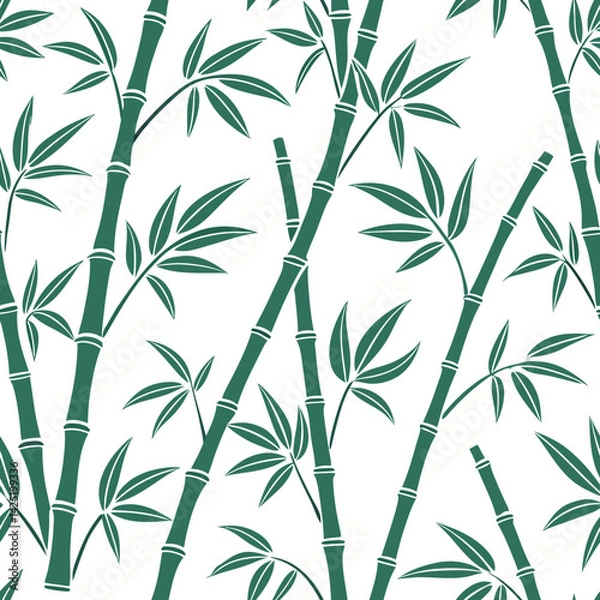 Fototapeta Seamless bamboo pattern in white background  