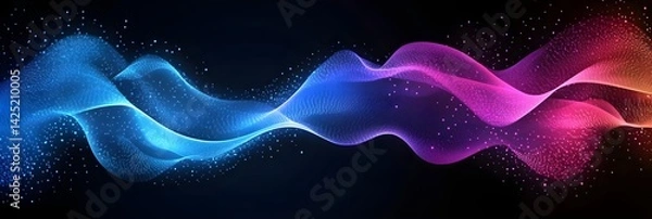 Fototapeta Abstract Colorful Wave Background with Glowing Particles Perfect for Modern Designs and Technology Concepts
